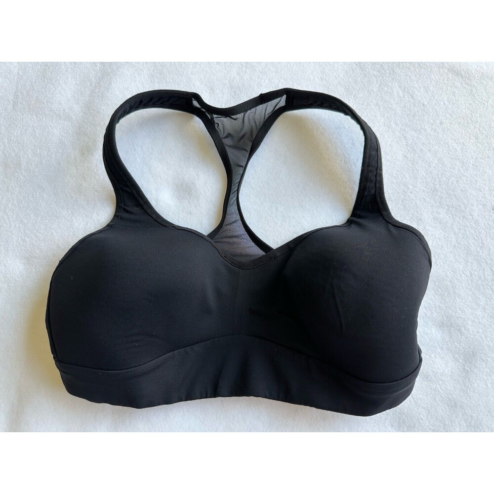 Lululemon Women's Black Sports Bra Size 6, Mesh Accents, *Minor Pilling*